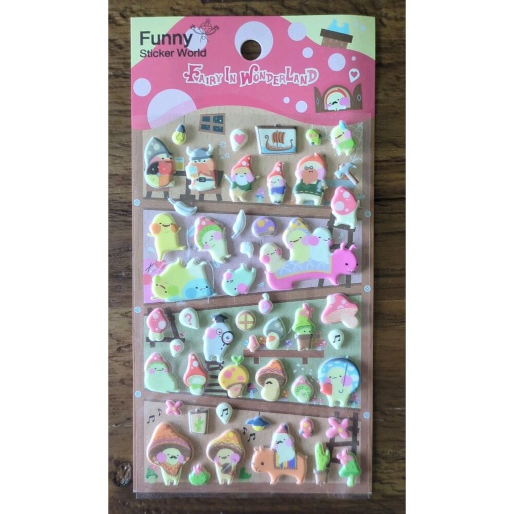 Fairy In Wonderland Funny Sticker World Made In Korea With Mushrooms And Gnomes